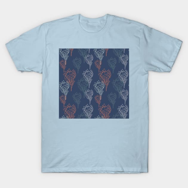 Flower pattern with tropical king proteas T-Shirt by DanielK